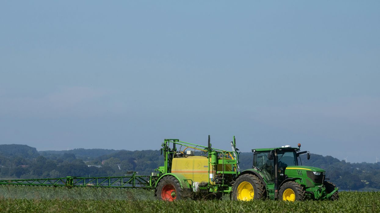 a tractor in a field