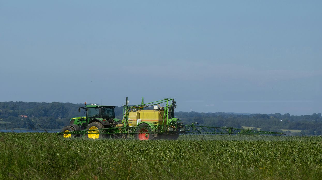 a tractor in a field