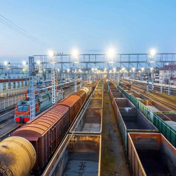 A train yard full of cargo trains
