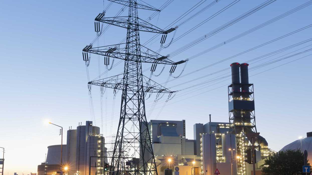 A transmission line outside of a power plant