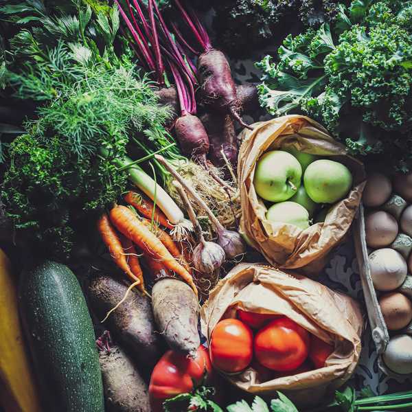 A variety of fruits and vegetables