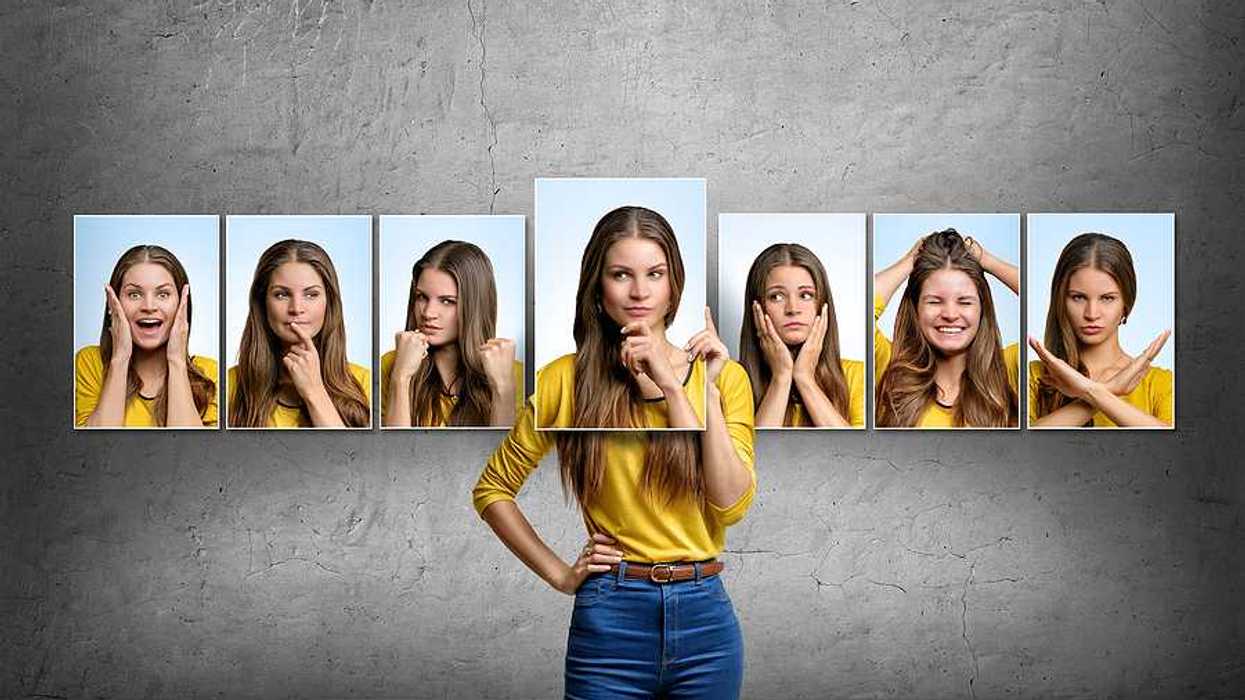 A various headshots of a woman in varying states of emotion
