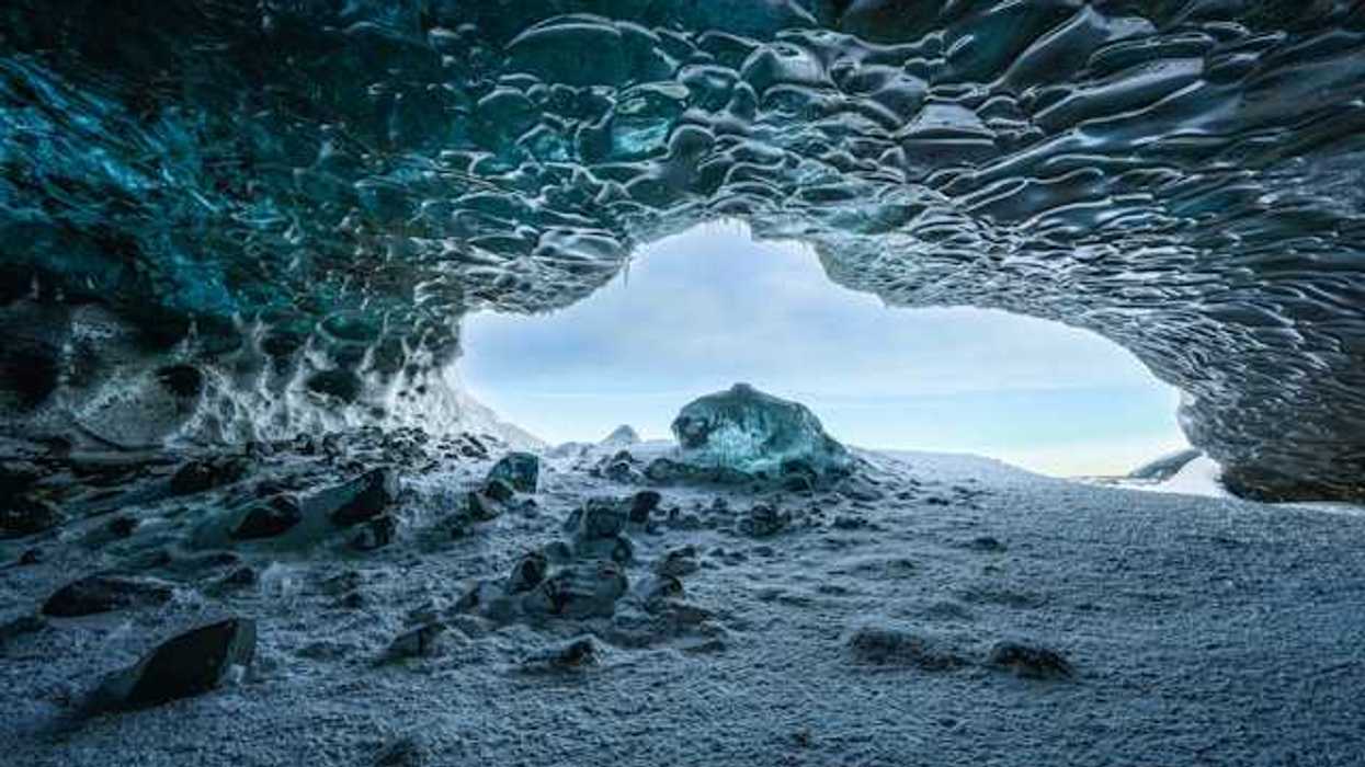 A view from inside an ice cave