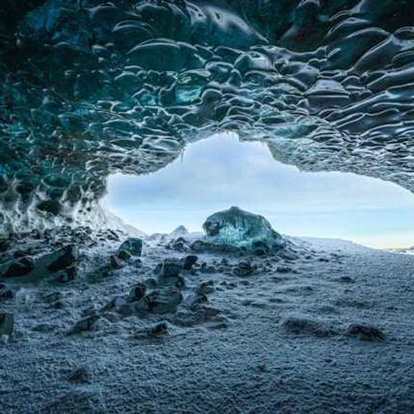A view from inside an ice cave