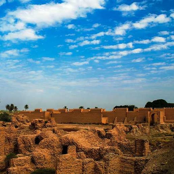 A view of a Babylonian fortress ruin in Iraq