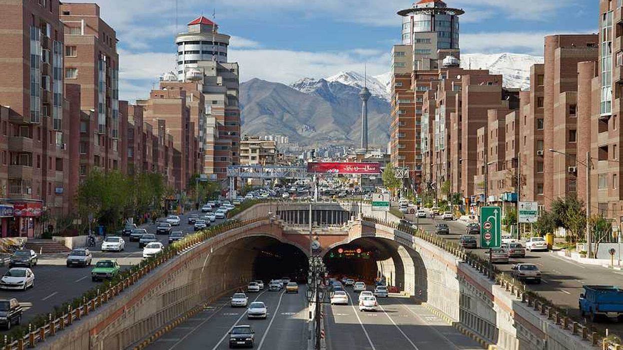 A view of a busy street and underground highway in Tehran Iran