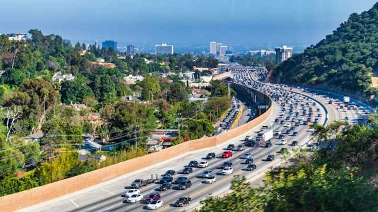 A view of a California highway with lots of traffic