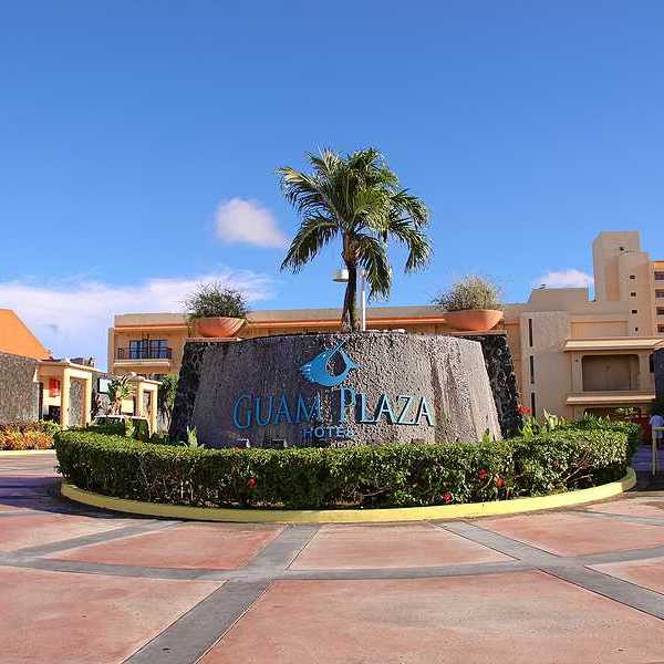 A view of a hotel plaza in Guam