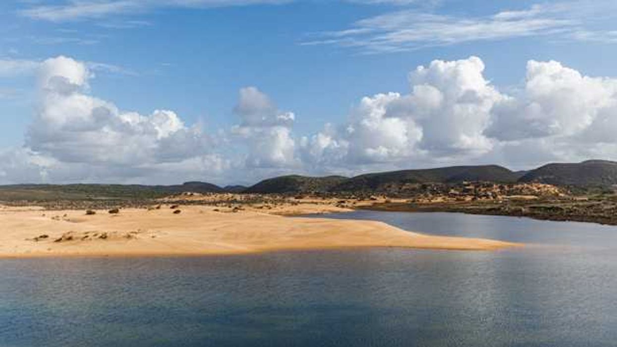 A view of a lake with low water levels