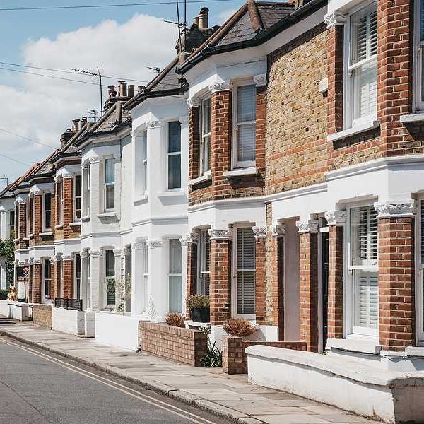 A view of a London residential street on a sunny day