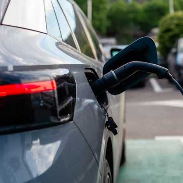 A view of an electric vehicle being charged