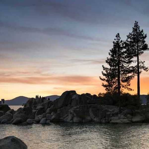 A view of Lake Tahoe at sunrise
