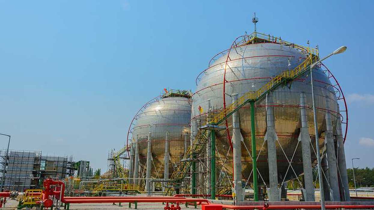 A view of round natural gas tanks in Thailand