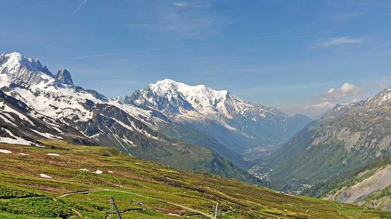 A view of snow covered mountains