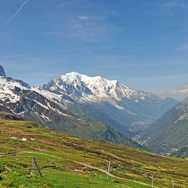 A view of snow covered mountains