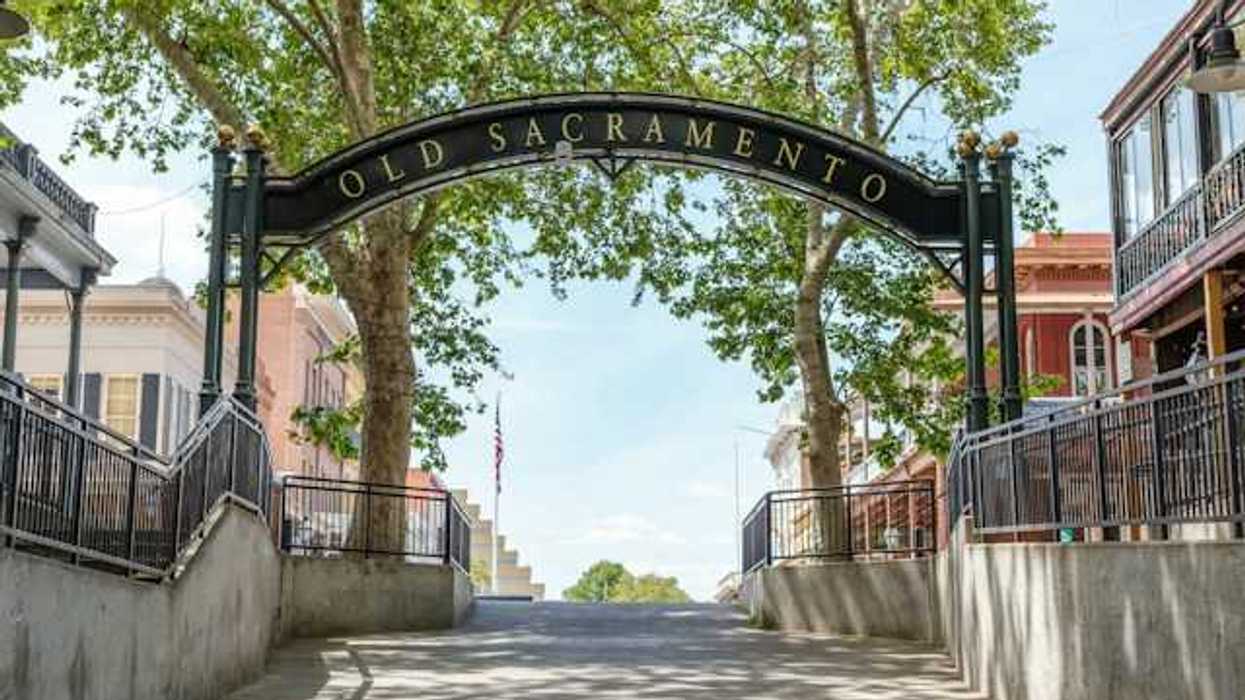 A view of the entrance to Old Sacramento