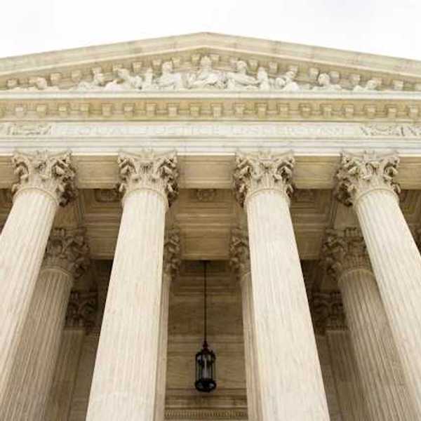 A view of the facade of the Supreme Court.