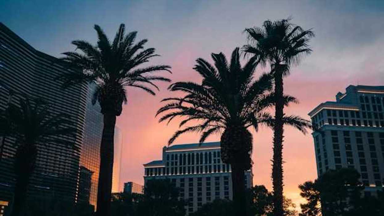 A view of the Reno skyline at sunset