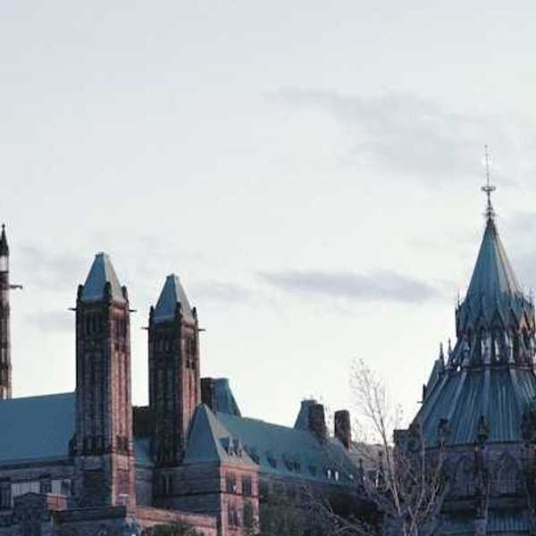 A view of the rooftops of the Canadian parliament building