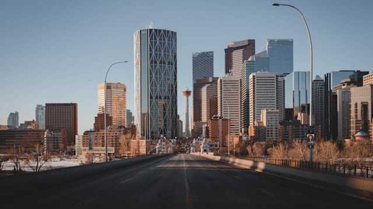 A view of the skyline of Calgary, Canada on a sunny day