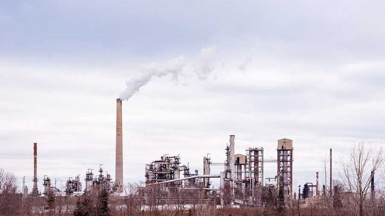 A view of the Suncor oil refinery on an overcast day