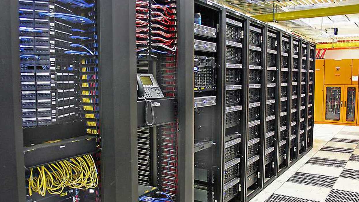 A wall of servers in a data center