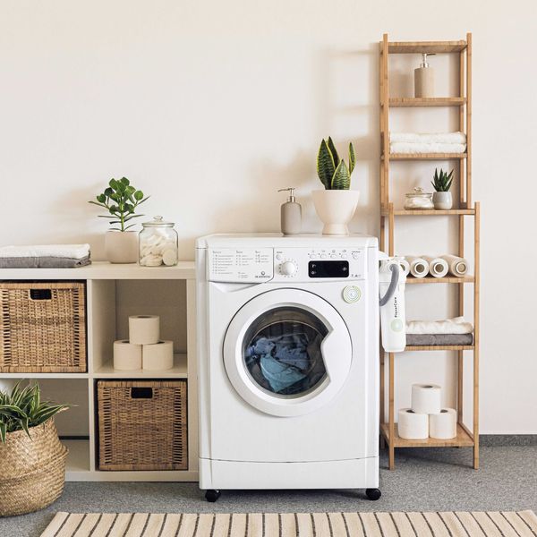 a washer and dryer in a room