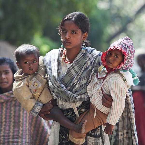 A young Nepalese woman with two children