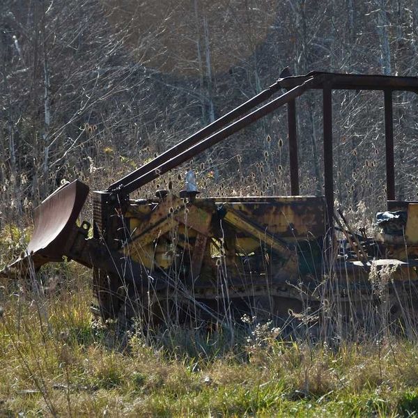 abandoned bulldozer