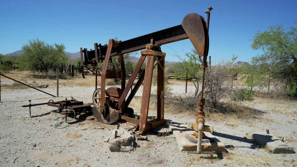 Abandoned pumpjack at orphaned oil well