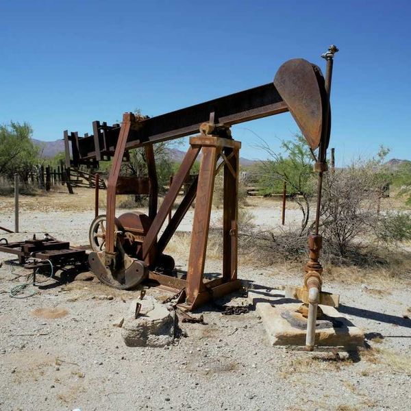Abandoned pumpjack at orphaned oil well
