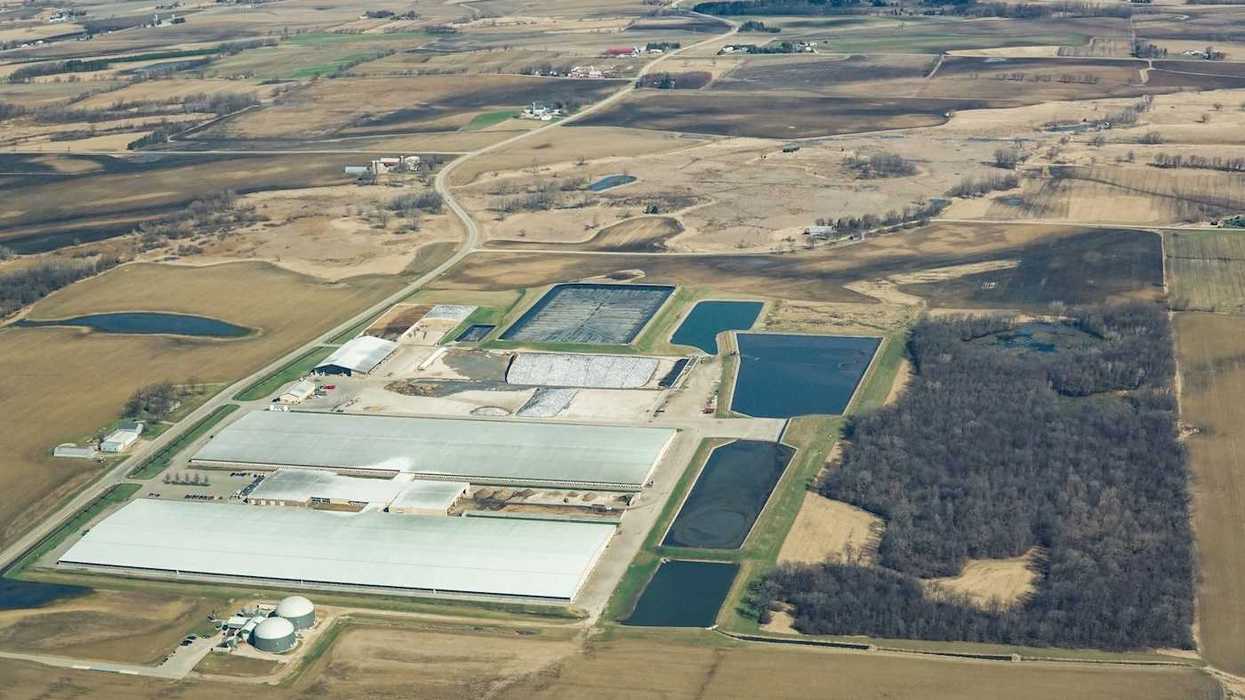 Aerial photo of a CAFO, aka factory farm