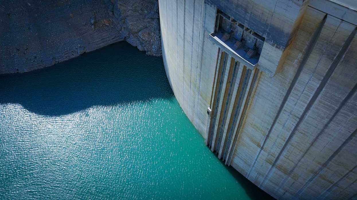 aerial photography of dam.
