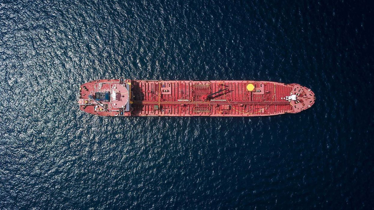 aerial photography of tanker ship.