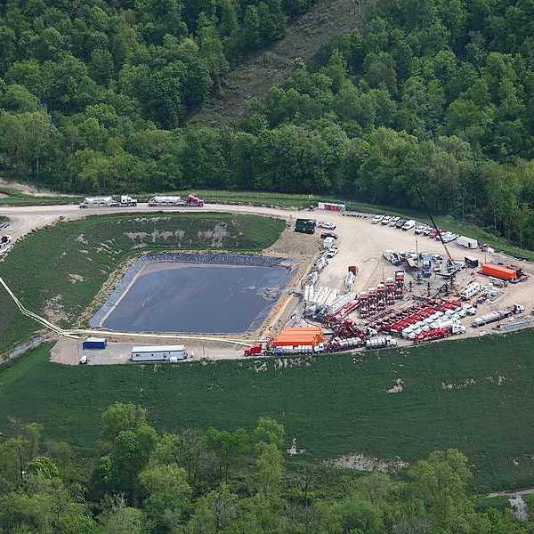 Aerial view of a fracking well in Pennsylvania