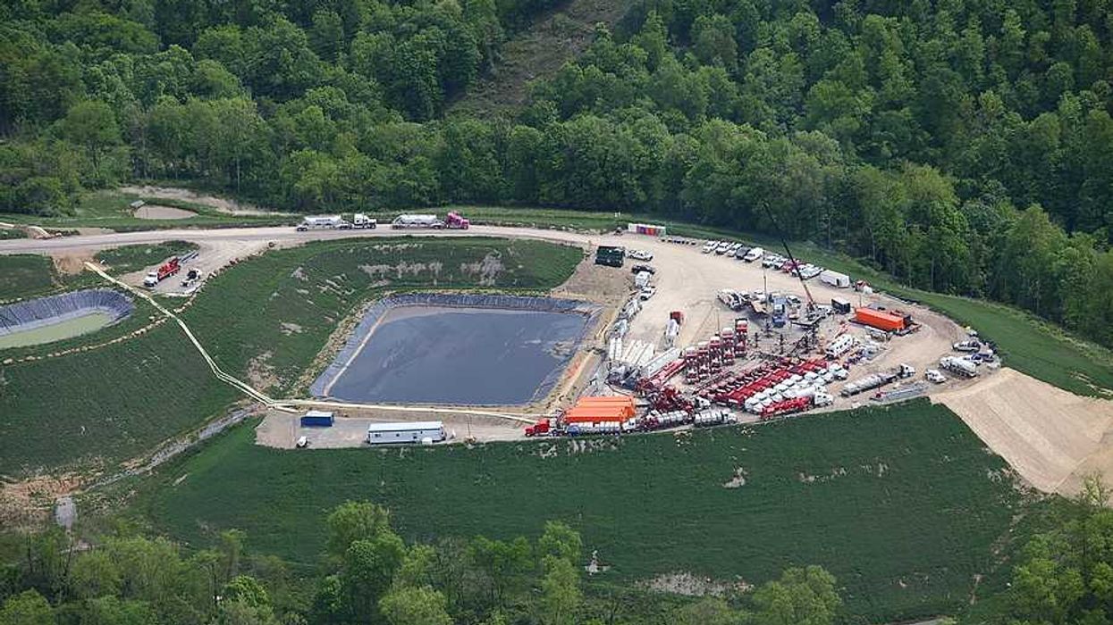 Aerial view of Marcellus Shale fracking well in Pennsylvania