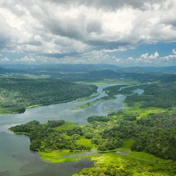 Aerial view of Panama Canal on the Atlantic side
