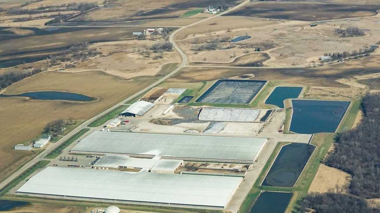 Aerial view of Rosendale Dairy, a CAFO (concentrated animal feeding operation) in Rosendale, Wisconsin.