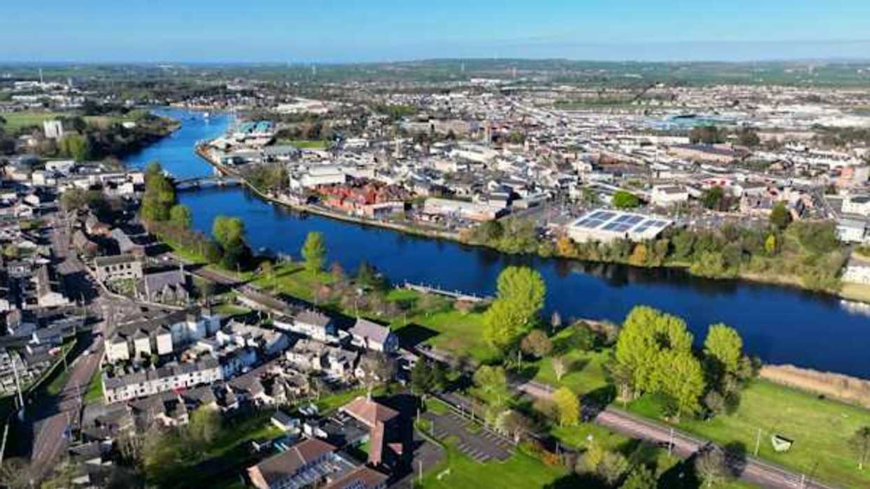 Aerial view of the River Banns and a cityscape