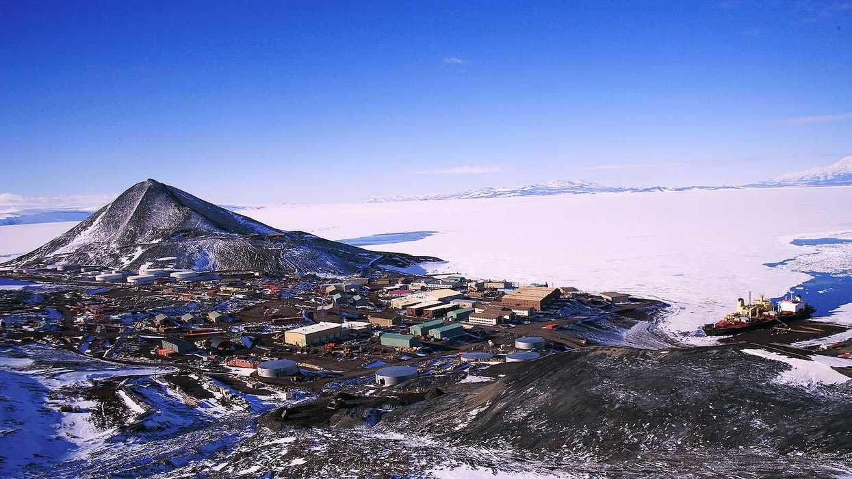 Aerial view of US Antarctic Base, McMurdo Station