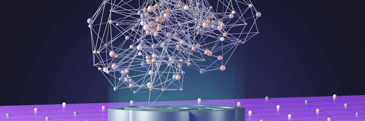 an abstract image of a brain with dots and lines.