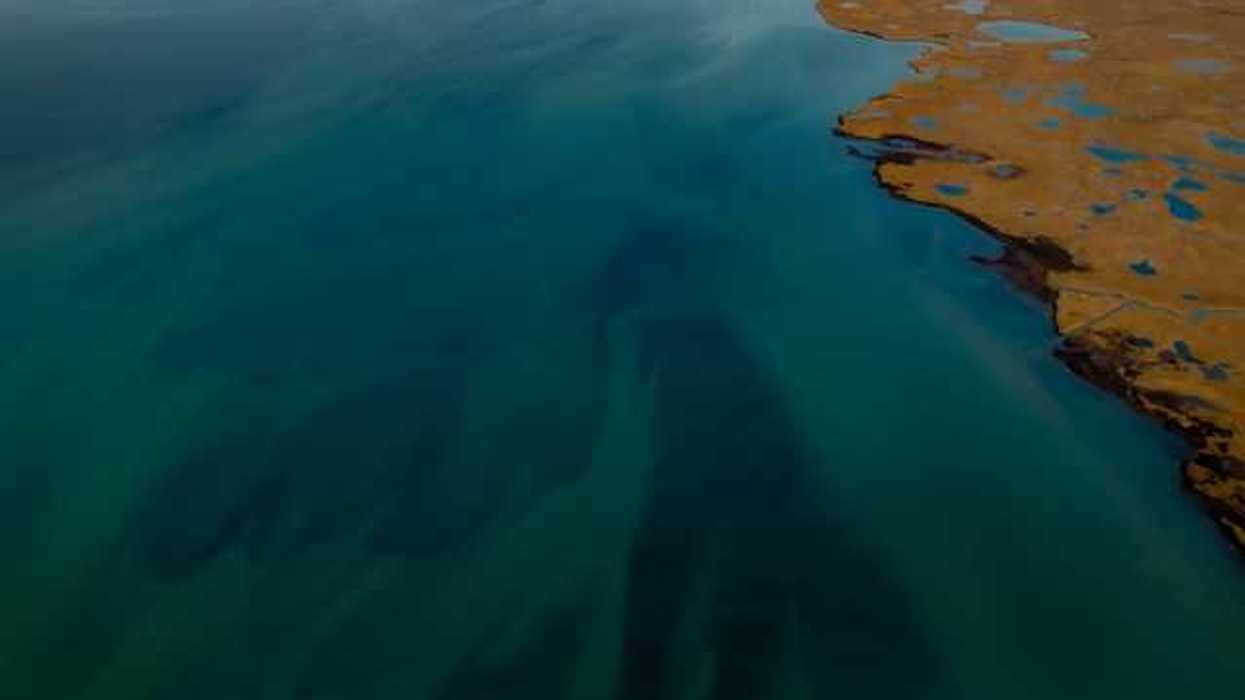 An aerial view of a body of water