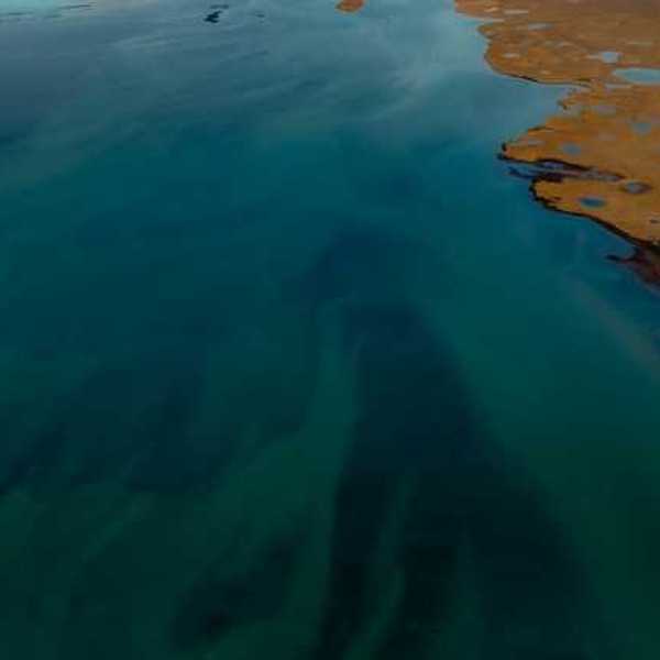 An aerial view of a body of water