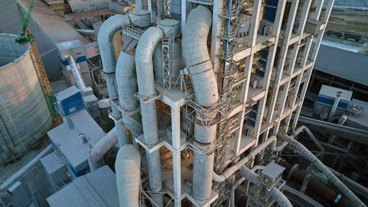 An aerial view of a cement plant