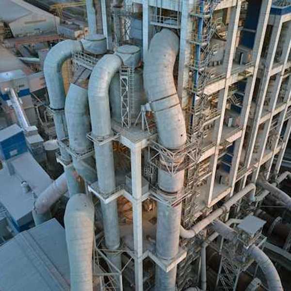 An aerial view of a cement plant