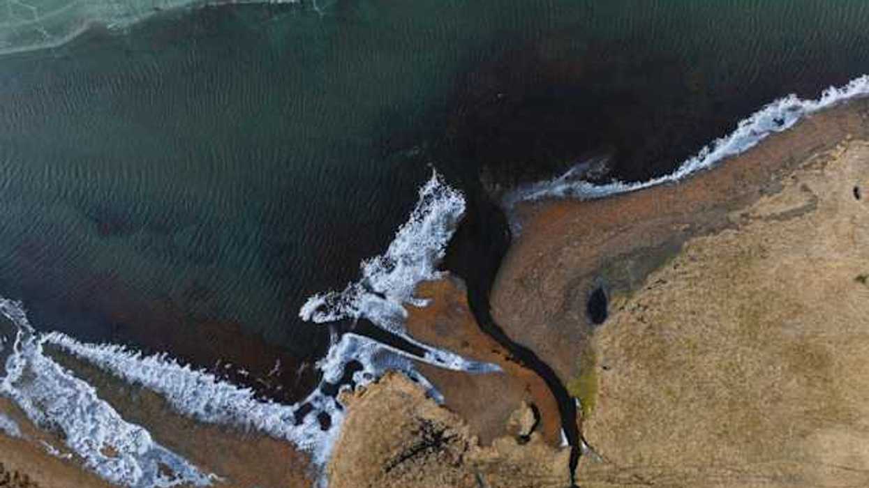 An aerial view of a coastline