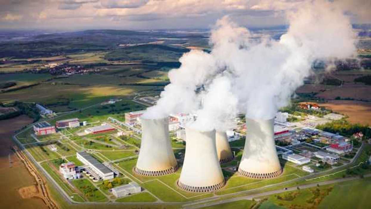 An aerial view of a nuclear power plant