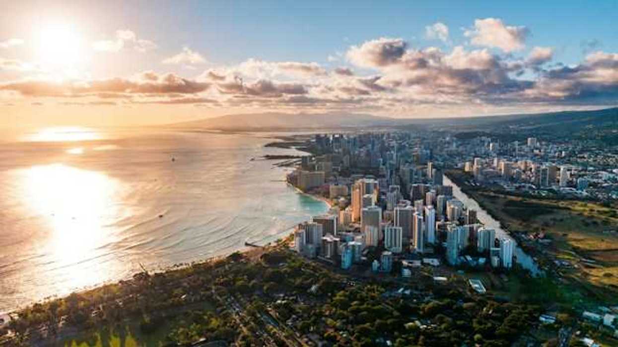 An aerial view of Honolulu and Waikiki on the island of Oahu