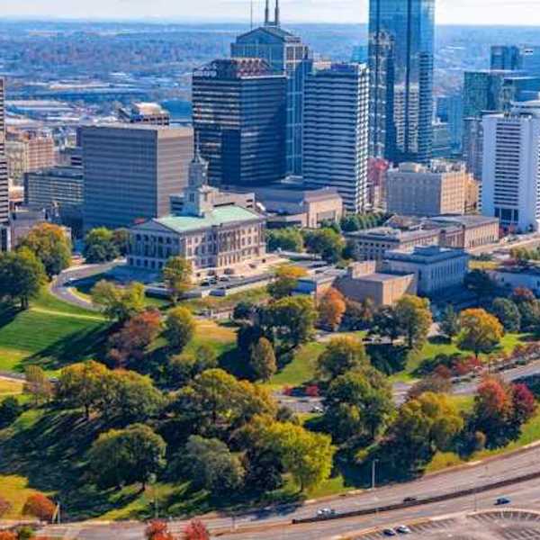 An aerial view of Nashville Tennessee
