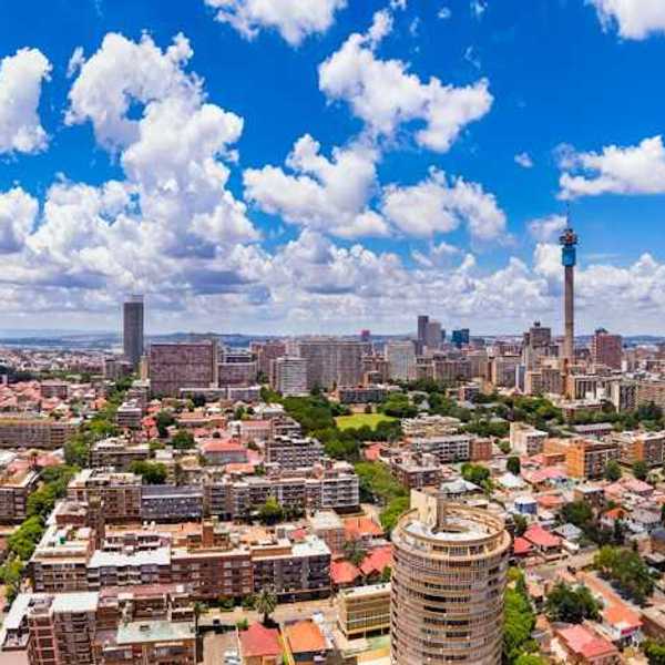 An aerial view of the city of Colombo in Sri Lanka with apartment buildings